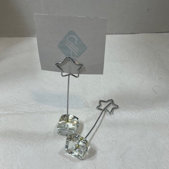 Two(2) Wired Star Photo Holder Desk Display Postcard Glass Stand 4.25" Tall - Picture 2 of 6